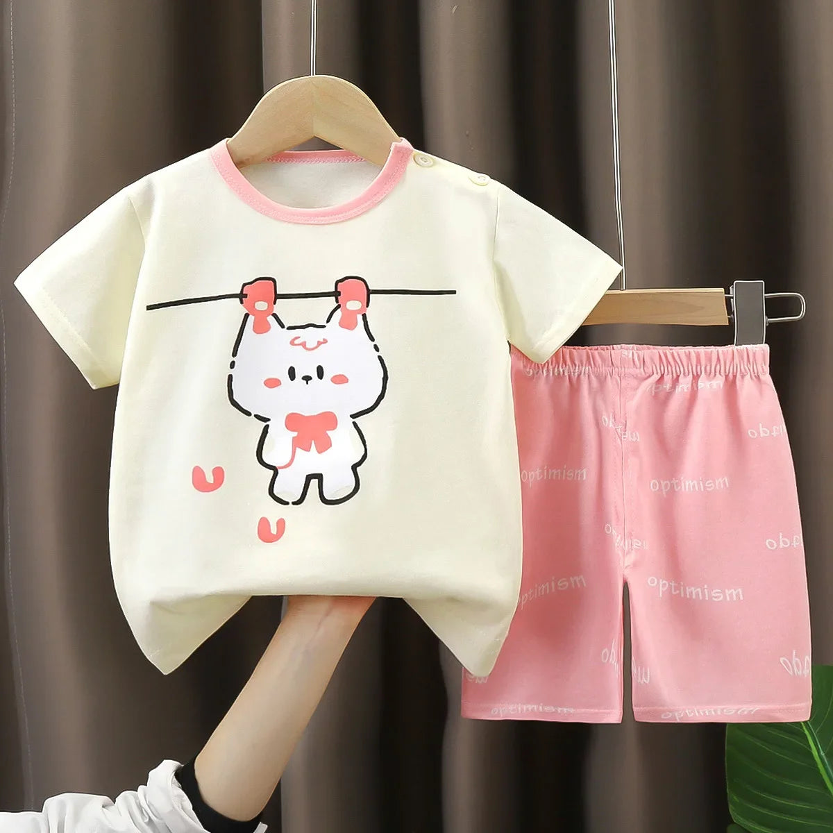 Camisetas y Pantalones Cortos Cómodos de Algodón, Ropa Casual Diaria para Niñas, Conjunto de Verano para Bebés, Trajes de Dibujos Animados para Niños, Manga Corta