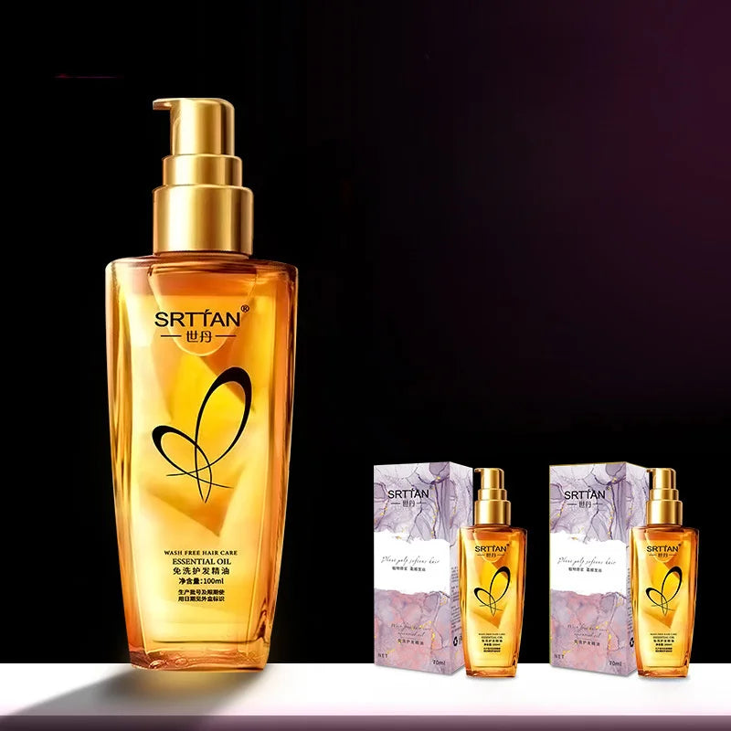 Aceite esencial para el cuidado del cabello sin lavado, cuidado del cabello suave, sin lavado, no graso, aceite para el cabello, adecuado para todo tipo de cabello