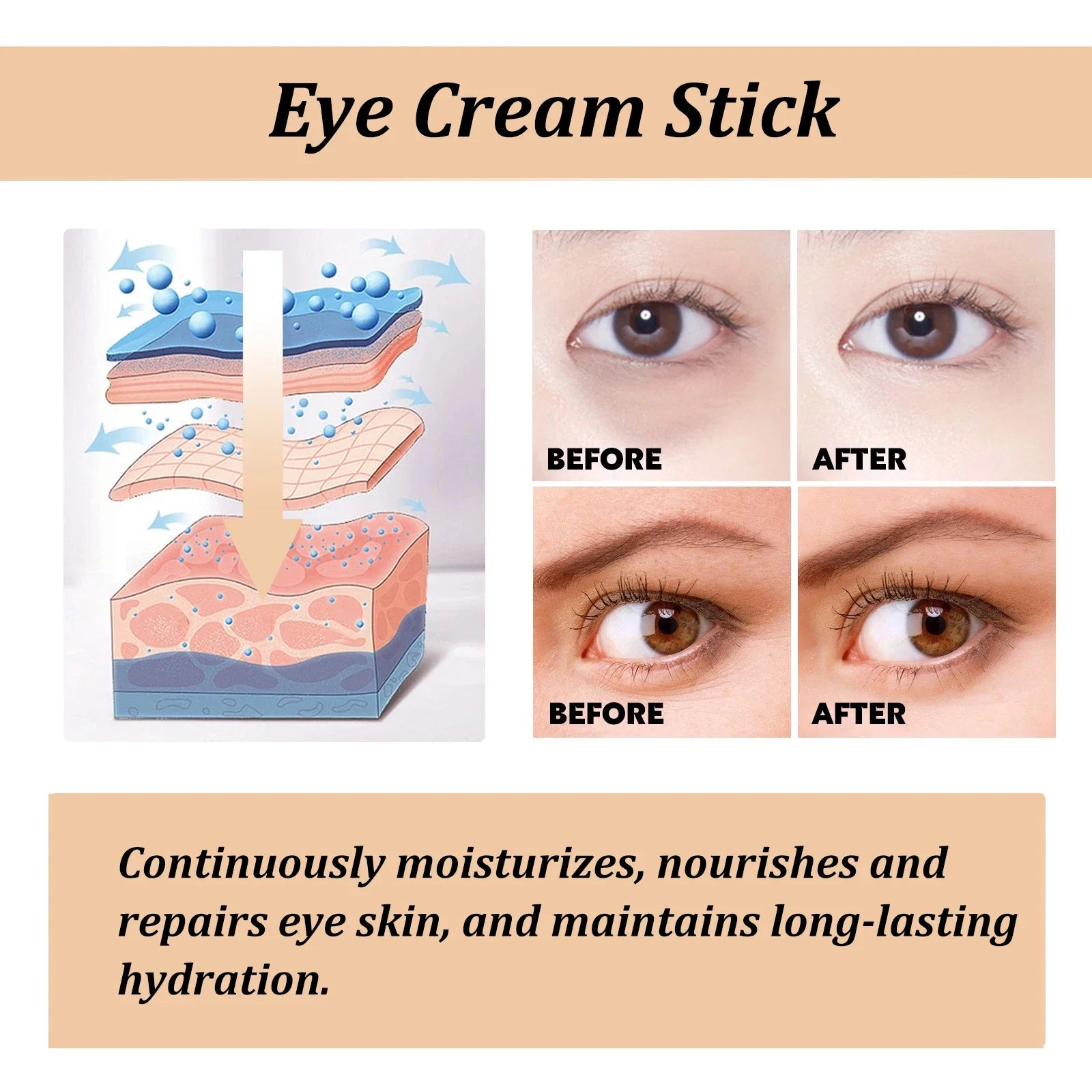 Crema de Ojos Caracol en Barra - Colágeno Anti Ojeras, Bolsas y Arrugas
